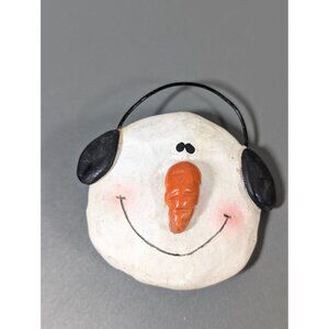 Country Christmas Snowman Pin‎ White Resin Holiday Winter